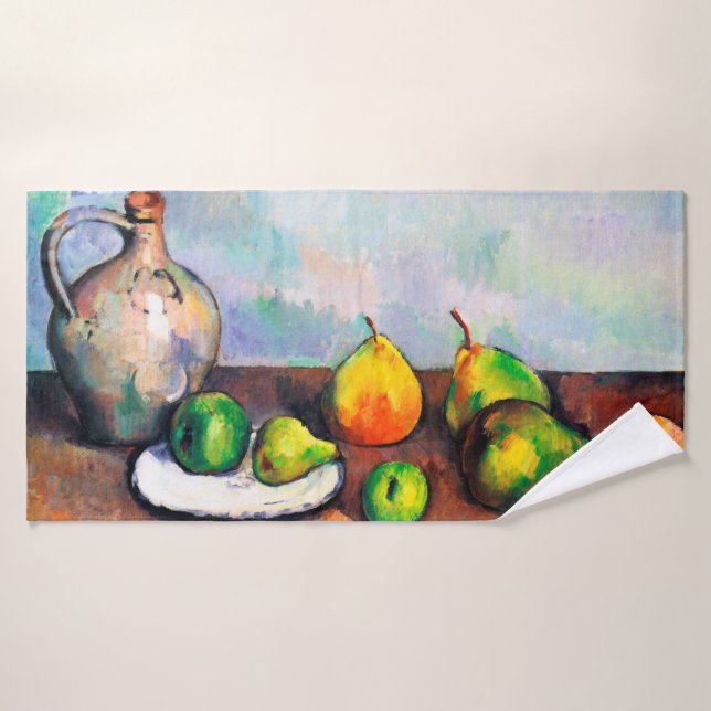 Pitcher and Fruit, Paul Cezanne Bath Towel (Bath Towel)