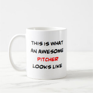 pitcher, awesome coffee mug