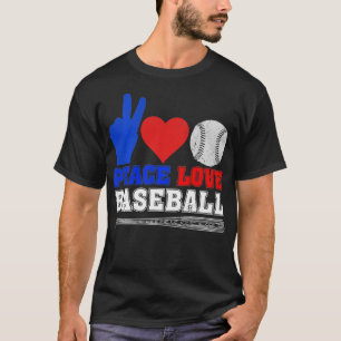 Pitcher Catcher Saying Peace Love Baseball  T-Shirt