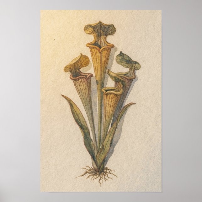 Pitcher Plant Botanical Study Poster (Front)