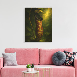 Pitcher Plant: Toxic Elegance Impressionist Art Canvas Print
