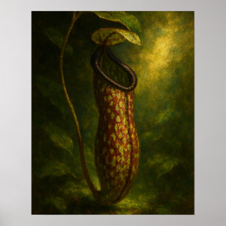 Pitcher Plant: Toxic Elegance Impressionist Art Poster