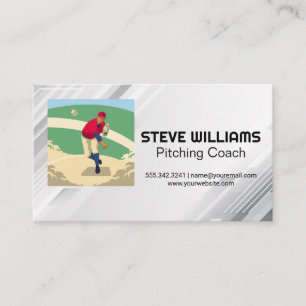 Pitcher Throwing Baseball Business Card