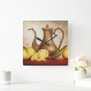 Pitcher with Oranges Square Wall Clock
