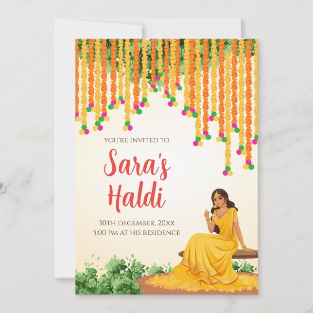 Pithi invitations Digital Haldi invitations Haldi (Front)