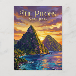 Pitons Saint Lucia Postcard