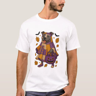 Pitpull Dog Ghost Halloween T-Shirt