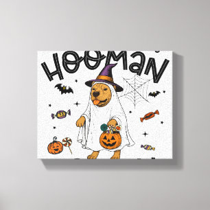 Pitpull Dog Halloween Ghost Spooky Canvas Print