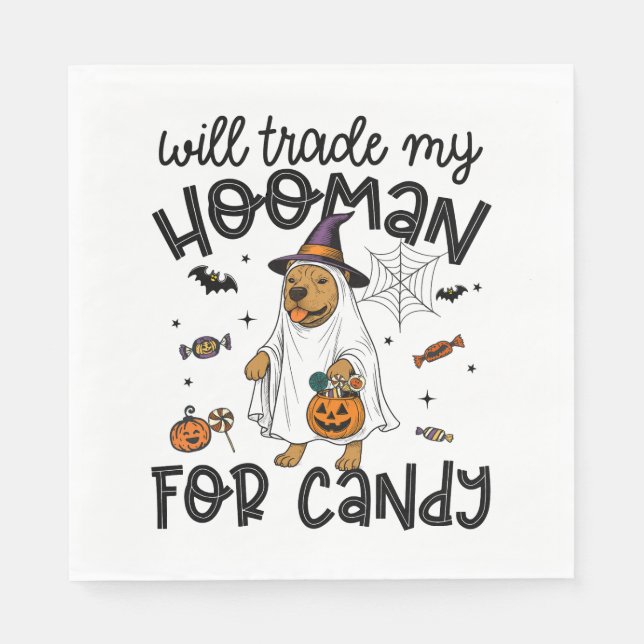 Pitpull Dog Halloween Ghost Spooky Napkin (Front)