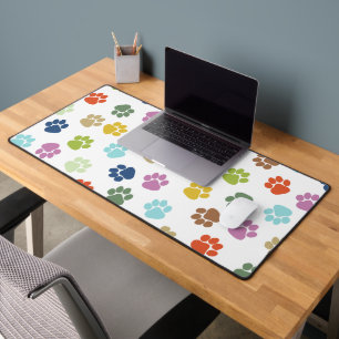 Pitter Patter Paws on White Desk Mat