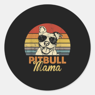 Pittie Mama Pitbull Dog Mum Funny Mothers Day Vint Classic Round Sticker