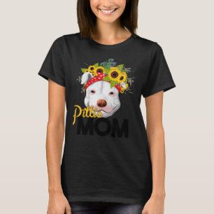 Pittie Mum Pitbull With Flower Crown T-Shirt
