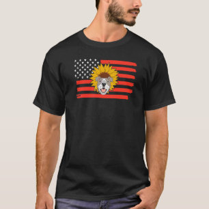 Pittie Mum Sunflower Pitbull Dog Mum Dad Flag Grap T-Shirt