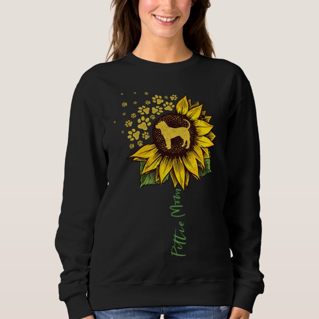 Pittie Mum Sunflower Pitbull Lover Gifts Dog Mum M Sweatshirt (Front)