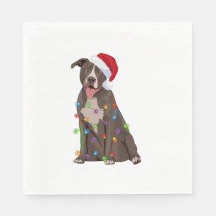 Pittie Pitbull Christmas Lights Xmas Dog Lover  Napkin