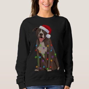 Pittie Pitbull Christmas Lights Xmas Dog Lover Sweatshirt