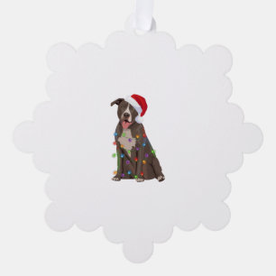 Pittie Pitbull Christmas Lights Xmas Dog Lover  Tree Decoration Card