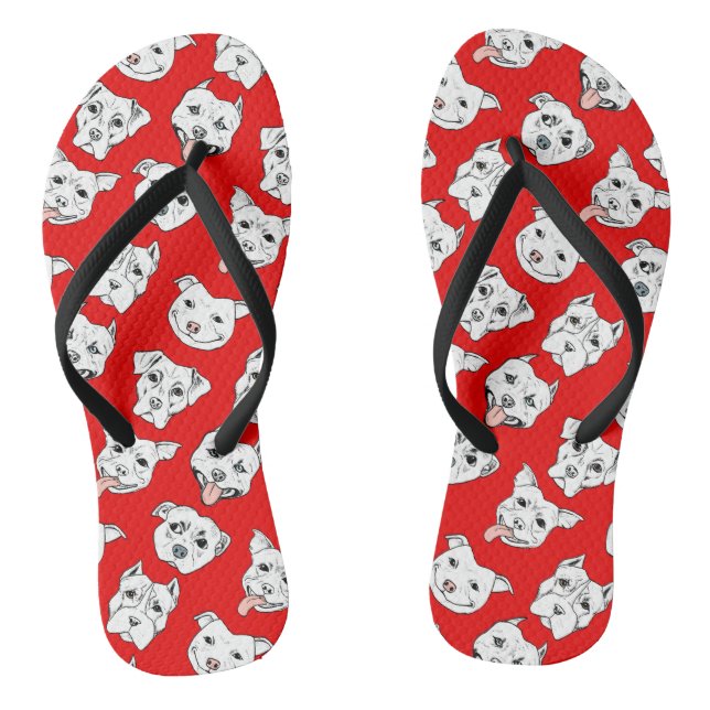 "Pittie Pittie Please!" Dog Drawing Pattern Jandals (Footbed)