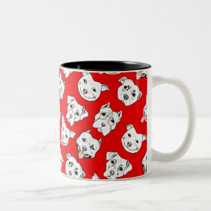 "Pittie Pittie Please!" Dog Face Pattern Two-Tone Coffee Mug