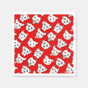 "Pittie Pittie Please!" Dog Illustration Pattern Napkin