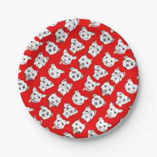 "Pittie Pittie Please!" Dog Illustration Pattern Paper Plate