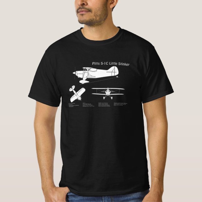 Pitts S-1C - Aeroplane Blueprint Plans ABD T-Shirt (Front)