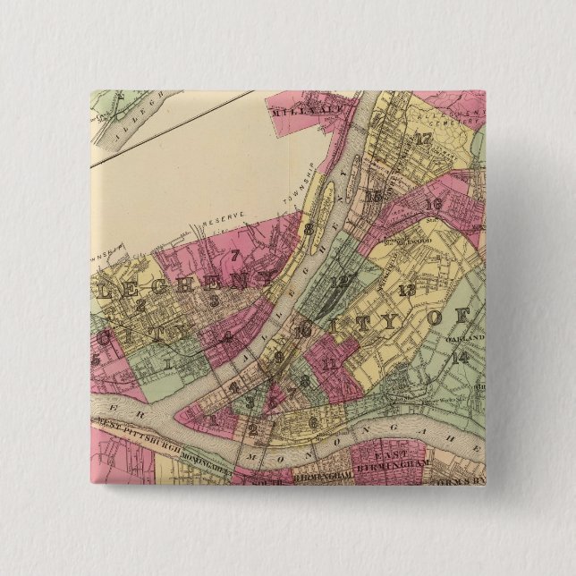 Pittsburgh, Allegheny 15 Cm Square Badge (Front)