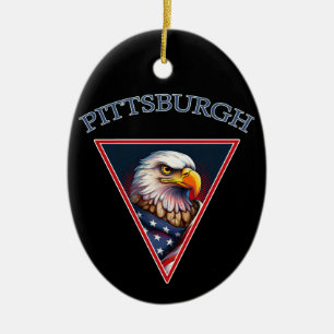 Pittsburgh American Bald Eagle Ceramic Tree Decoration