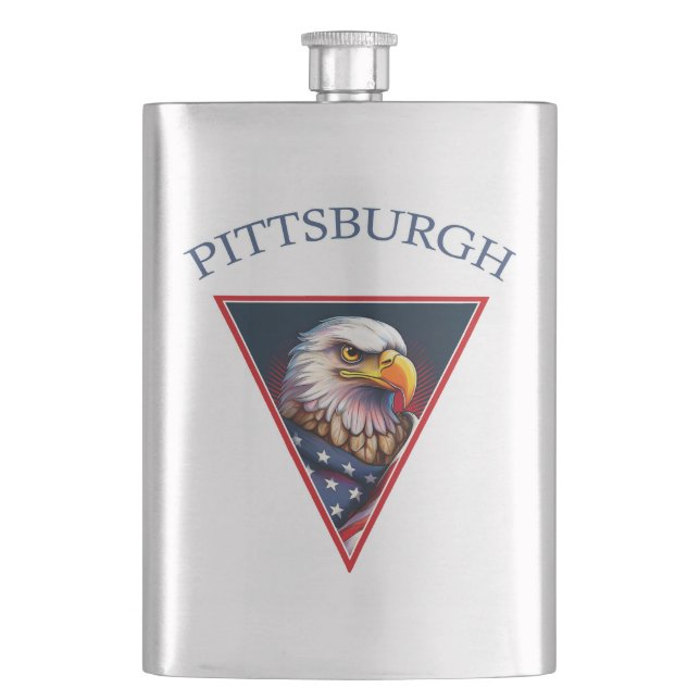 Pittsburgh American Bald Eagle Hip Flask (Front)