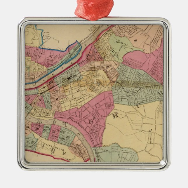 Pittsburgh and Allegheny Metal Tree Decoration (Front)