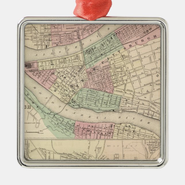 Pittsburgh and Allegheny, Pennsylvania Metal Tree Decoration (Front)