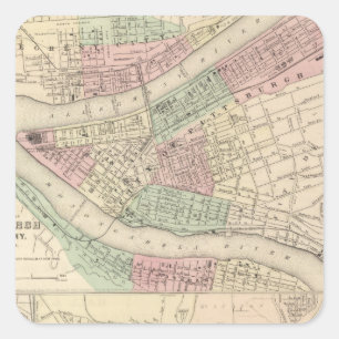 Pittsburgh and Allegheny, Pennsylvania Square Sticker