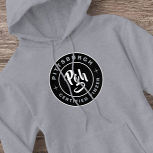 Pittsburgh black white Yinzer Vintage Pgh Hoodie