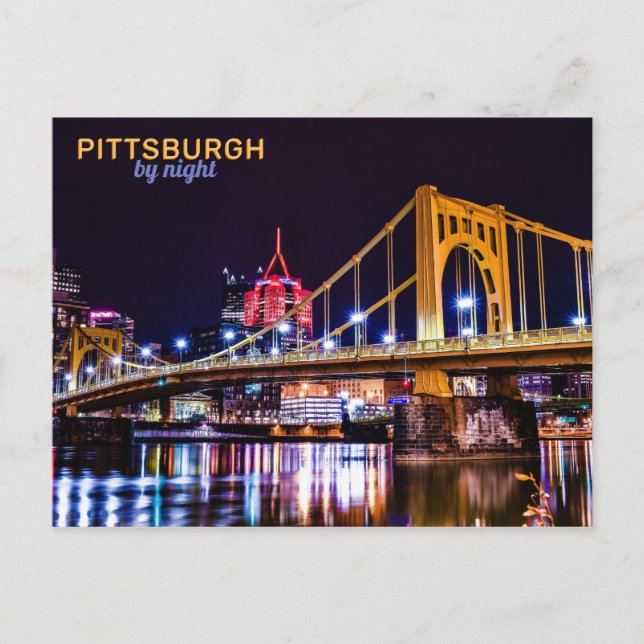 Pittsburgh by Night Postcard (Front)