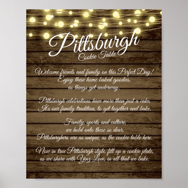 Pittsburgh Cookie Table Rustic Wedding Poster (Front)