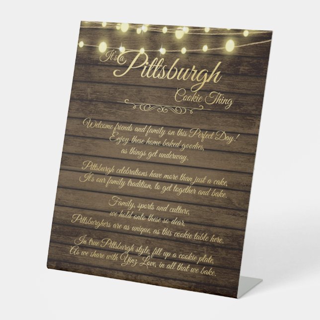 Pittsburgh Cookie Thing Rustic Table Sign (Front)