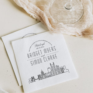 Pittsburgh Deco Skyline   Wedding Event Napkins