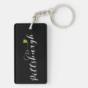 Pittsburgh Flag Heart Key Ring