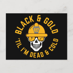 Pittsburgh Football Fan Black And Gold Skull Canva Postcard