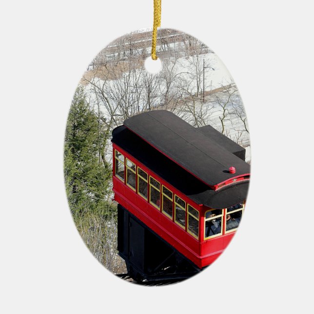 Pittsburgh Incline Plane Ceramic Tree Decoration (Front)
