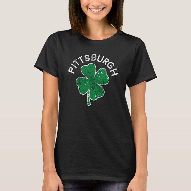 Pittsburgh Lucky C St Patrick's Day Distress T-Shirt (Front)