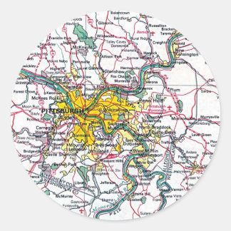 Pittsburgh Map Classic Round Sticker