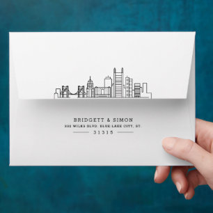 Pittsburgh Modern Deco Skyline Pre-addressed Envelope