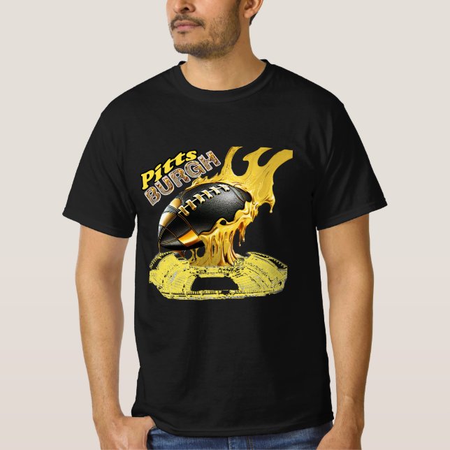 Pittsburgh - Molten Steel Football T-Shirt (Front)