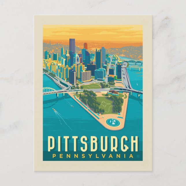 Pittsburgh, PA | Bird's Eye View Postcard (Front)