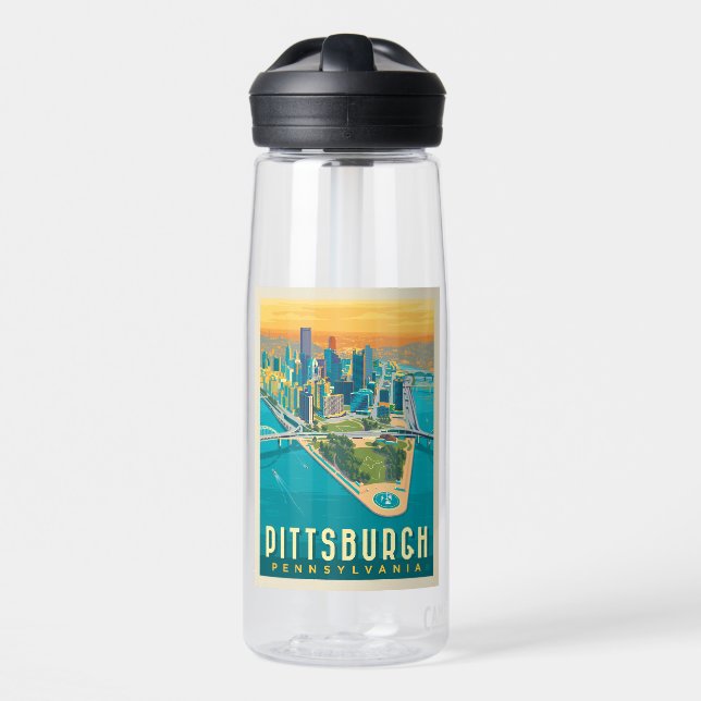 Pittsburgh, PA | Bird's Eye View Water Bottle (Front)