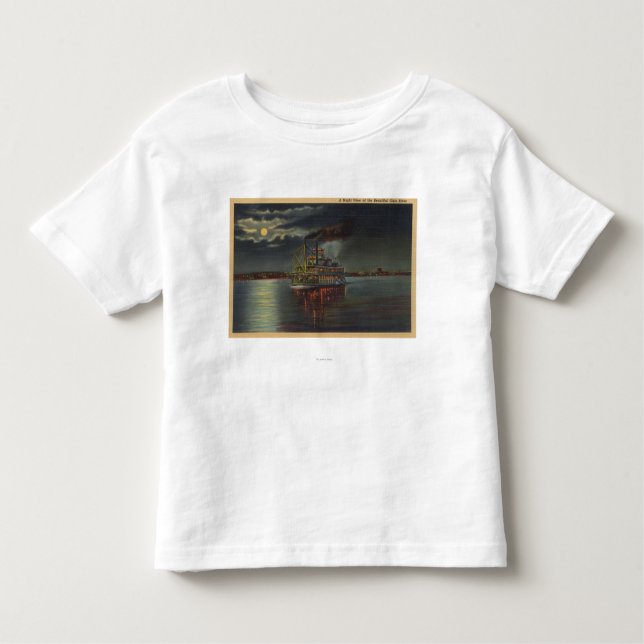 Pittsburgh, PA - Night View of Steamer & Ohio Toddler T-Shirt (Front)