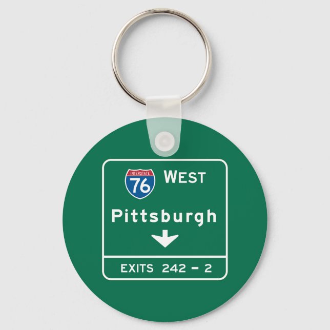 Pittsburgh, PA Road Sign Key Ring (Front)