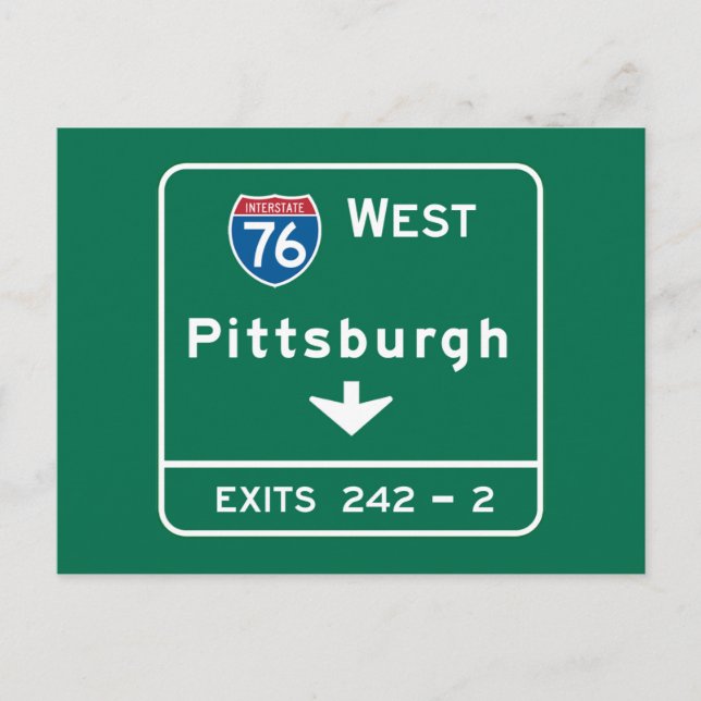 Pittsburgh, PA Road Sign Postcard (Front)