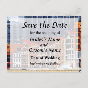 Pittsburgh PA Skyline Closeup Save the Date Announcement Postcard